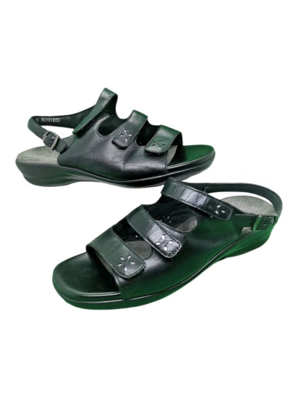 NEW SAS Quatro Slingback Sandals Black Leather Tripad Comfort sz 10.5 W USA